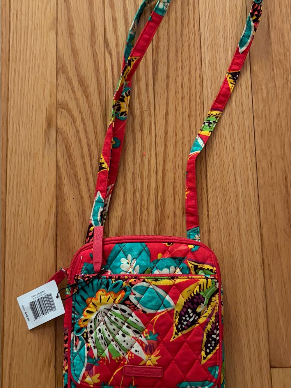 Vera Bradley Red and Teal Floral Quilted Crossbody
